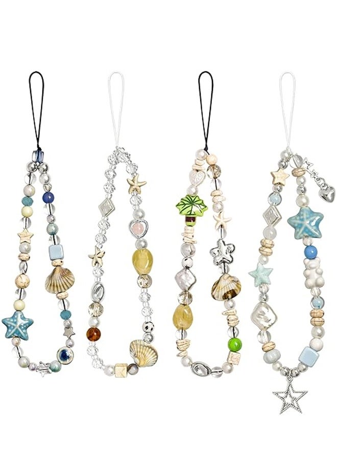 أربع قطع من تعليقات الهاتف اللطيفة، حزام هاتف مزين بالخرز، سلسلة مفاتيح للهاتف بتصميم Y2K، دب لطيف، فراشة، قلب، تعليقة هاتف رائعة للحقيبة، سلسلة مفاتيح، قلادات كاميرا، ديكور - Image 1